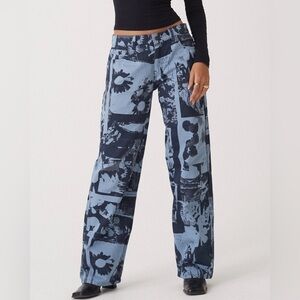 Motel rocks low rise photo collage jeans